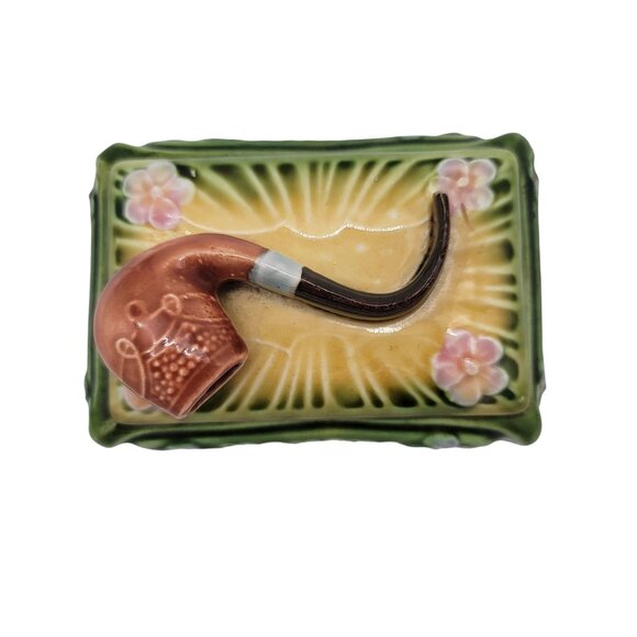 Antique Majolica Pipe Box Humidor - Picture 3 of 7